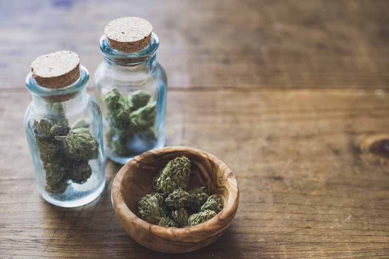marijuana in glass spice jars