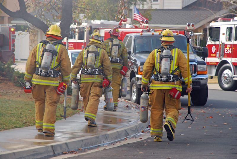 fire fighters heading to a fire