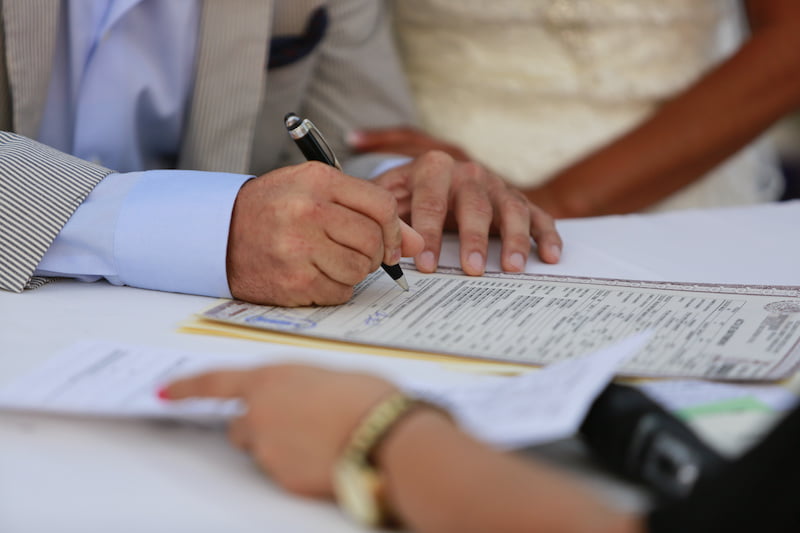 an important part of wedding ceremony is signing a marriage license