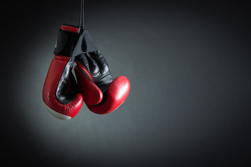 boxing gloves on a gray background.